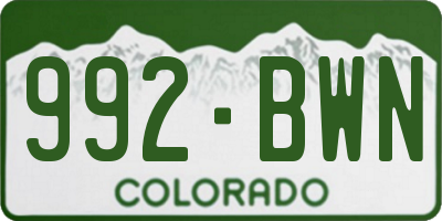 CO license plate 992BWN