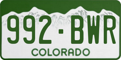 CO license plate 992BWR