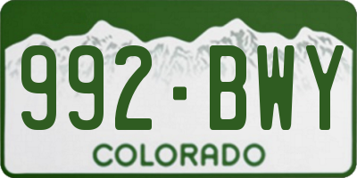 CO license plate 992BWY