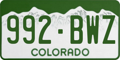 CO license plate 992BWZ