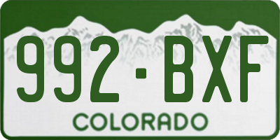 CO license plate 992BXF