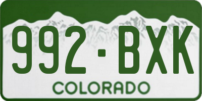 CO license plate 992BXK