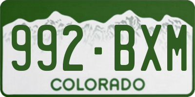 CO license plate 992BXM