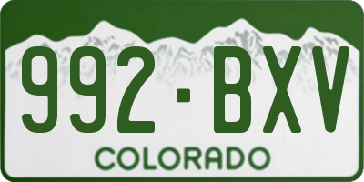 CO license plate 992BXV