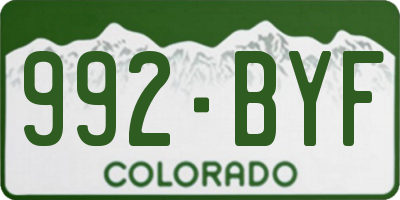 CO license plate 992BYF