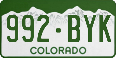 CO license plate 992BYK
