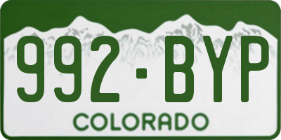 CO license plate 992BYP