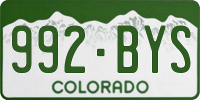 CO license plate 992BYS