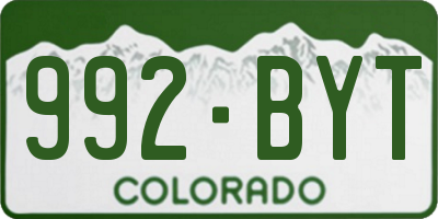 CO license plate 992BYT