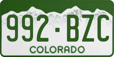 CO license plate 992BZC