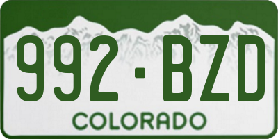 CO license plate 992BZD