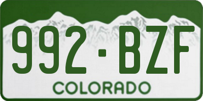 CO license plate 992BZF