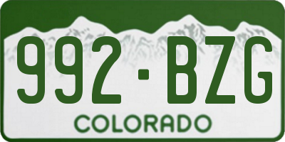 CO license plate 992BZG