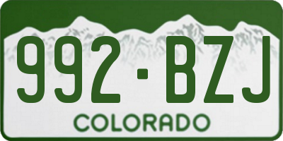 CO license plate 992BZJ