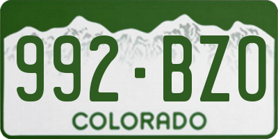 CO license plate 992BZO