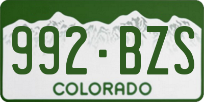 CO license plate 992BZS