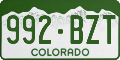 CO license plate 992BZT