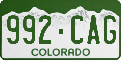 CO license plate 992CAG