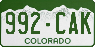 CO license plate 992CAK