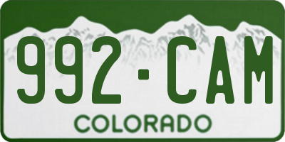 CO license plate 992CAM