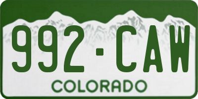 CO license plate 992CAW