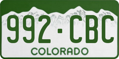 CO license plate 992CBC