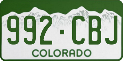 CO license plate 992CBJ