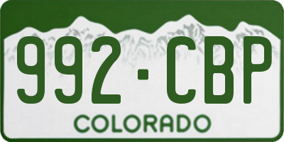 CO license plate 992CBP