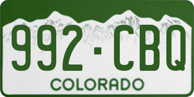 CO license plate 992CBQ