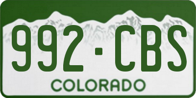 CO license plate 992CBS