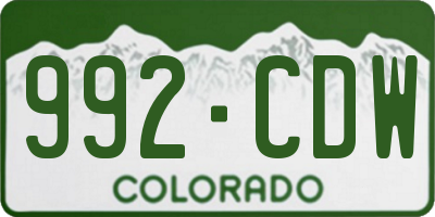 CO license plate 992CDW