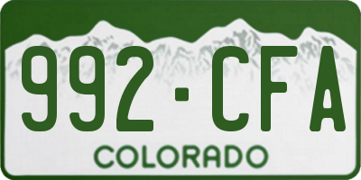 CO license plate 992CFA