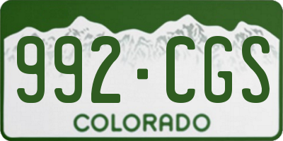 CO license plate 992CGS