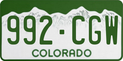 CO license plate 992CGW