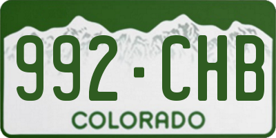 CO license plate 992CHB