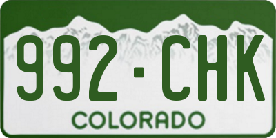 CO license plate 992CHK