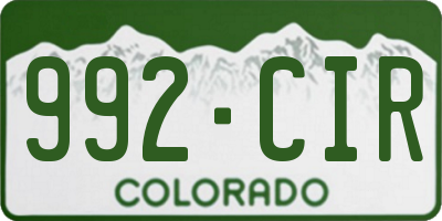 CO license plate 992CIR
