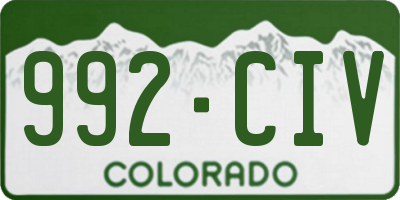 CO license plate 992CIV