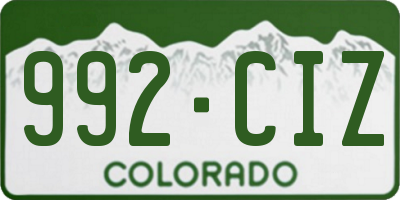 CO license plate 992CIZ