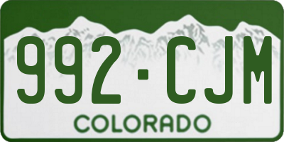 CO license plate 992CJM