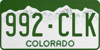 CO license plate 992CLK