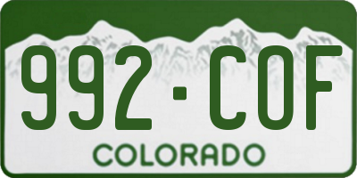 CO license plate 992COF