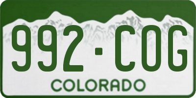 CO license plate 992COG
