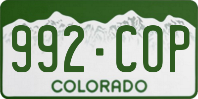 CO license plate 992COP