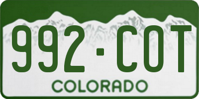CO license plate 992COT