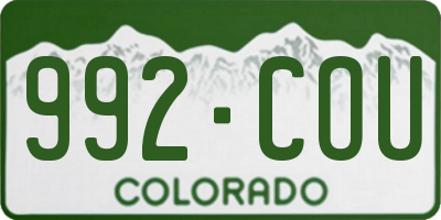 CO license plate 992COU