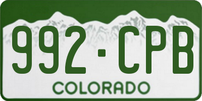 CO license plate 992CPB