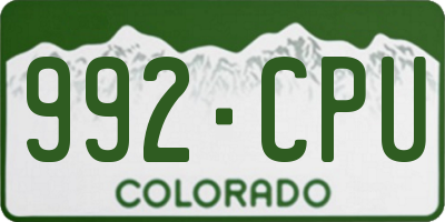 CO license plate 992CPU