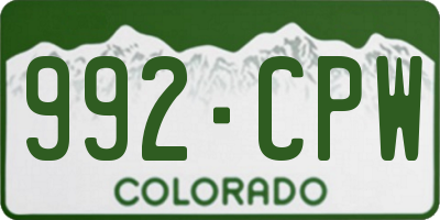 CO license plate 992CPW