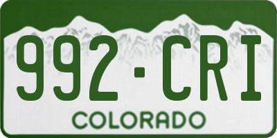 CO license plate 992CRI